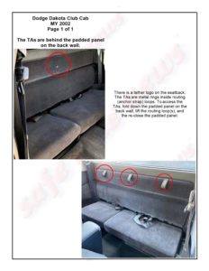 LATCH Gallery - Tether Anchor: Dodge Dakota Club Cab.