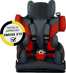 This is an adaptive child restraint; the Thomashilfen Hercules Small. It is a booster with a positional harness.