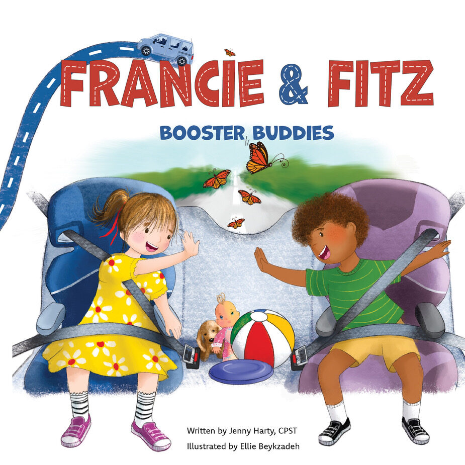 This is the cover of the book titled "Francie and Fitz, Booster Buddies."