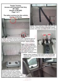 LATCH Gallery - Tether Anchor: Toyota Tacoma Access and Extended cab.