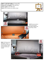 Acura TL Acura TL: Lower anchors are tricky to find.