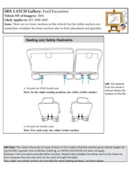 Ford Excursion Ford Excursion: There are no lower anchors in this vehicle but the tether anchors are sometimes mistaken for lower anchors due to their placement and quantity.