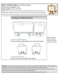 Ford Excursion Ford Excursion: There are no lower anchors in this vehicle but the tether anchors are sometimes mistaken for lower anchors due to their placement and quantity.