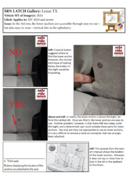 Lexus TX Lexus TX: In the 3rd row, the lower anchors are accessible through easy-to-use—but also easy-to-miss—vertical slits in the upholstery.