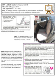 Toyota RAV4 Toyota RAV4: The seatback position is specified in the owner’s manual, but Toyota says following CR instructions for proper installation may supersede.